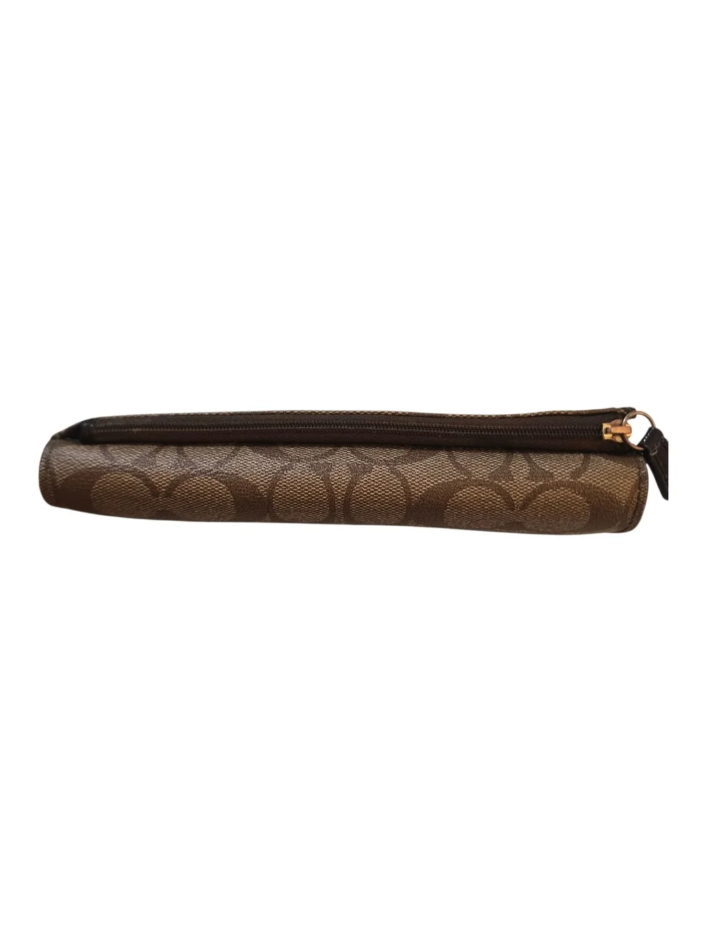 Coach F49135 Signature Checkbook Wallet Khaki Brown Long Wallet